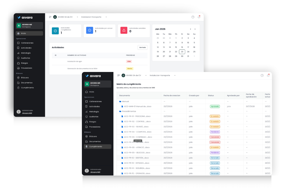 Captura del sistema SGM - Matriz de cumplimiento